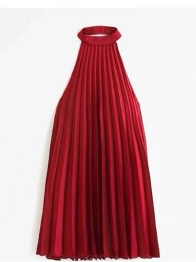 Abercrombie & Fitch Red Pleated Halter Mini Dress